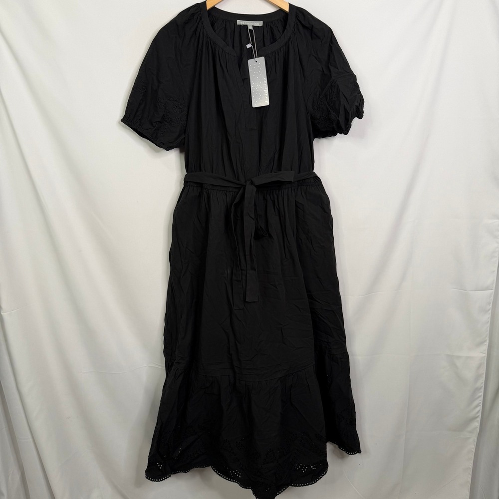 Daniel Rainn Puff Sleeve Maxi Dress Black Eyelet Cotton 1X NWT - Picture 9 of 9